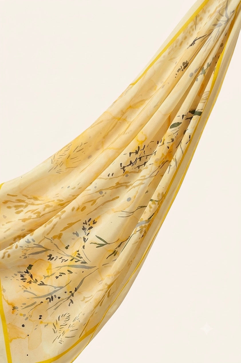 Digital Bright yellow Printed Stole – Soft China Georgette