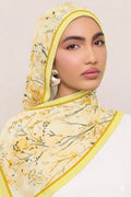 Digital Bright yellow Printed Stole – Soft China Georgette