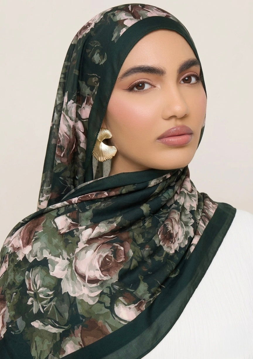 Digital Dark Bloom Printed Stole – Soft China Georgette