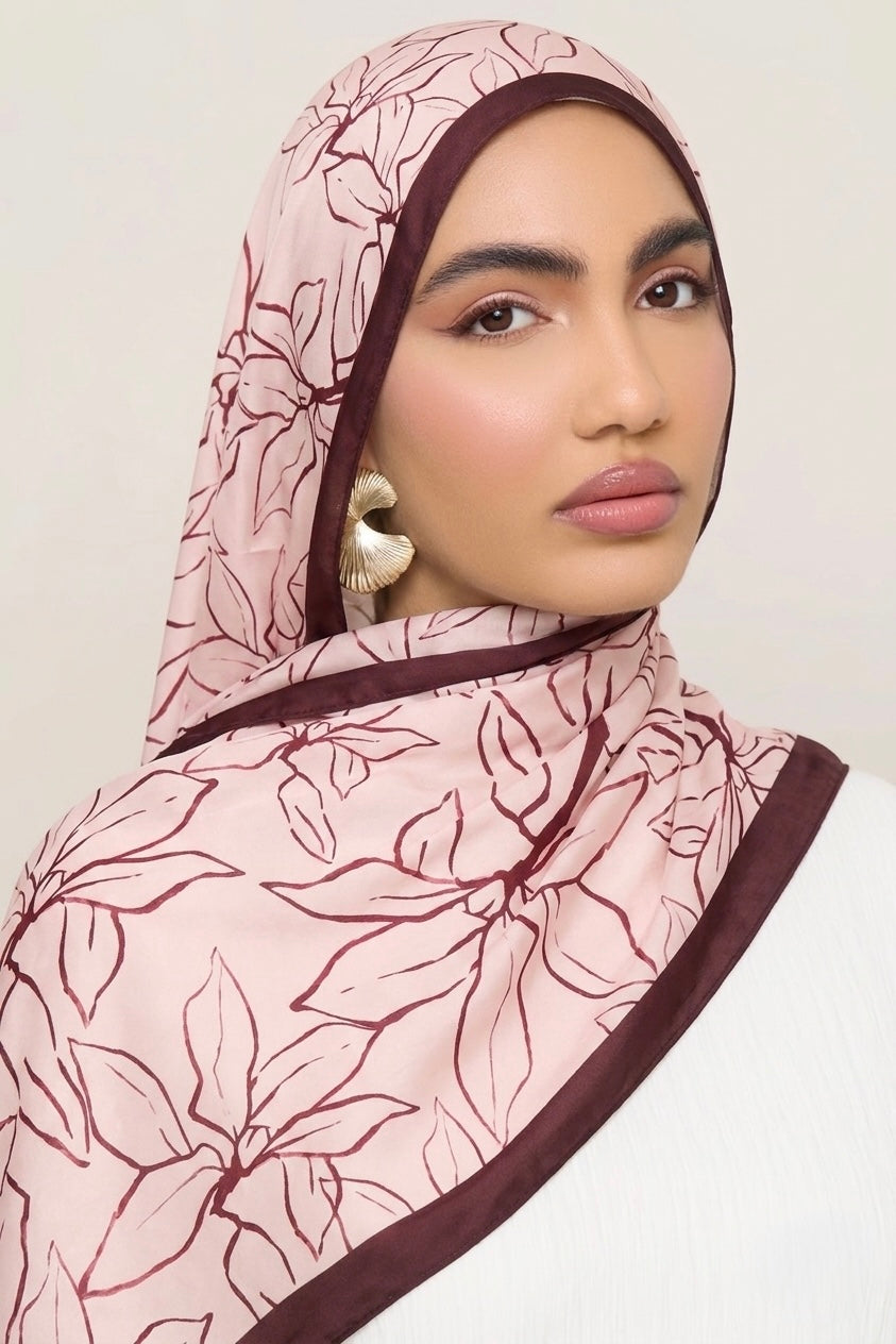 Digital Blush wine  Printed Stole – Soft China Georgette